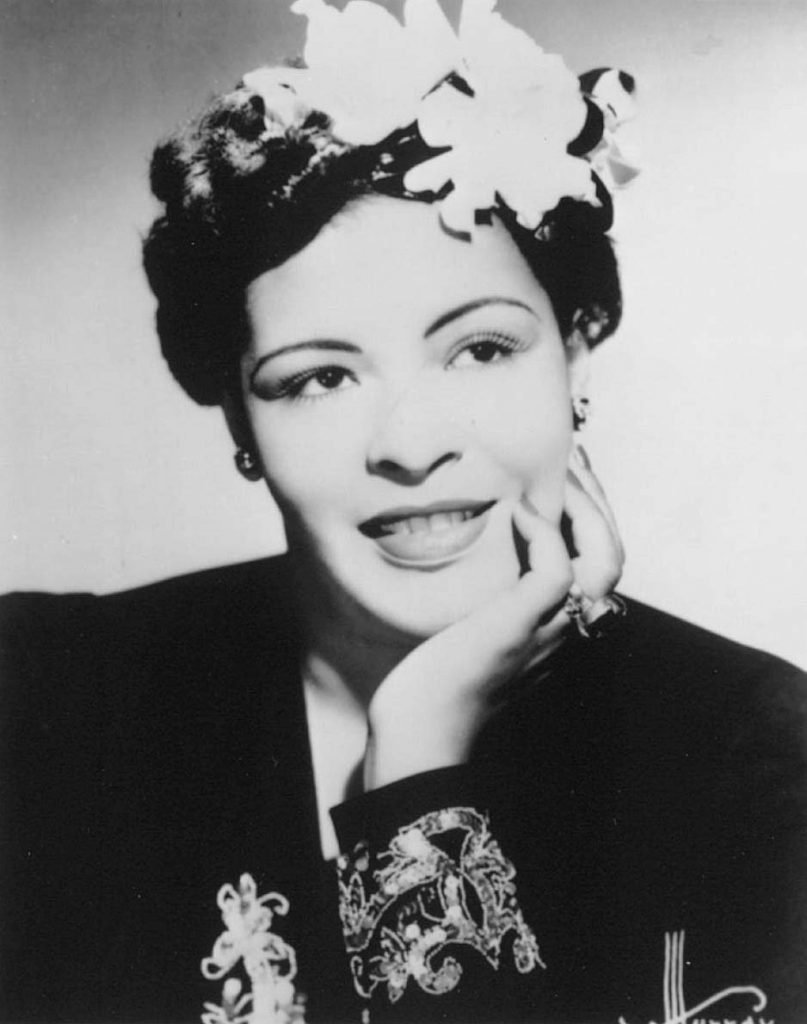 Billie Holiday wearing gardenia